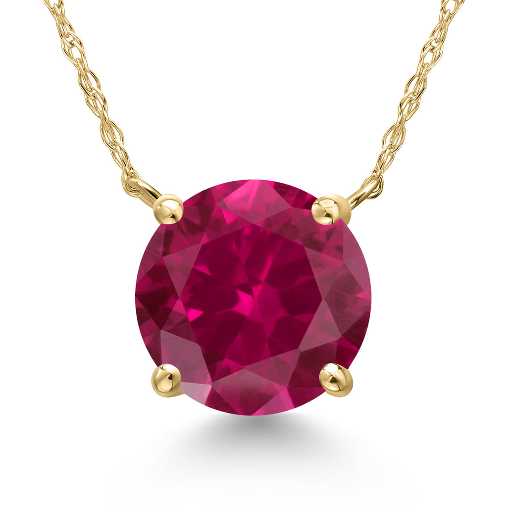 Created Ruby - July_Pendant in 14K Yellow Gold