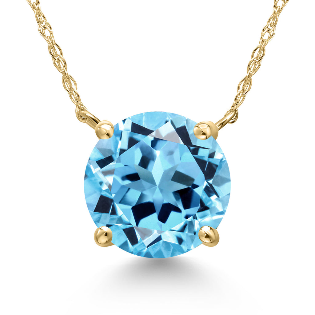 Swiss Blue Topaz - November_Pendant in 14K Yellow Gold