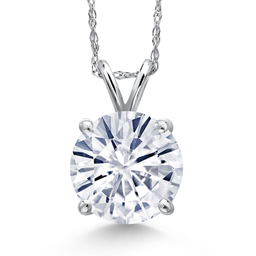 White Moissanite - April_Pendant in 14K White Gold