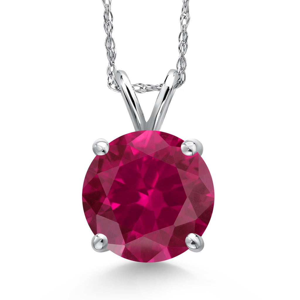 Created Ruby - July_Pendant in 14K White Gold