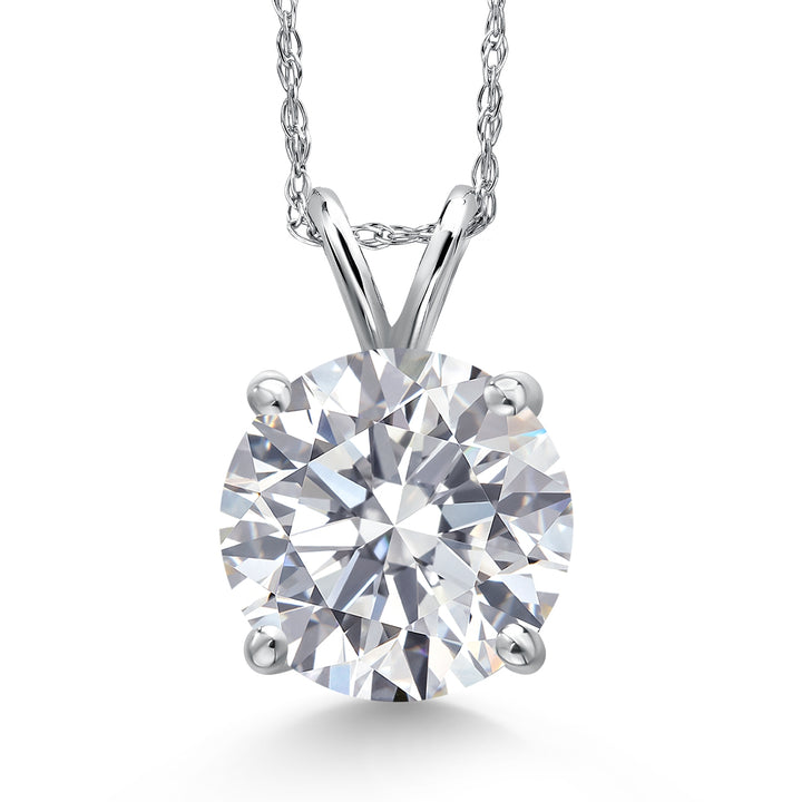 Round Cut_4.00 Carat_White Gold_Pendant in 14K White Gold