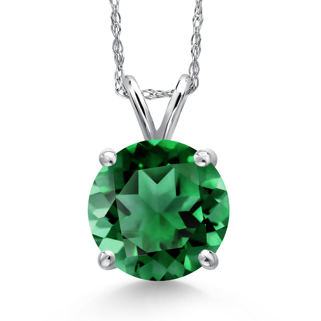 Nano Emerald - May_Pendant in 14K White Gold