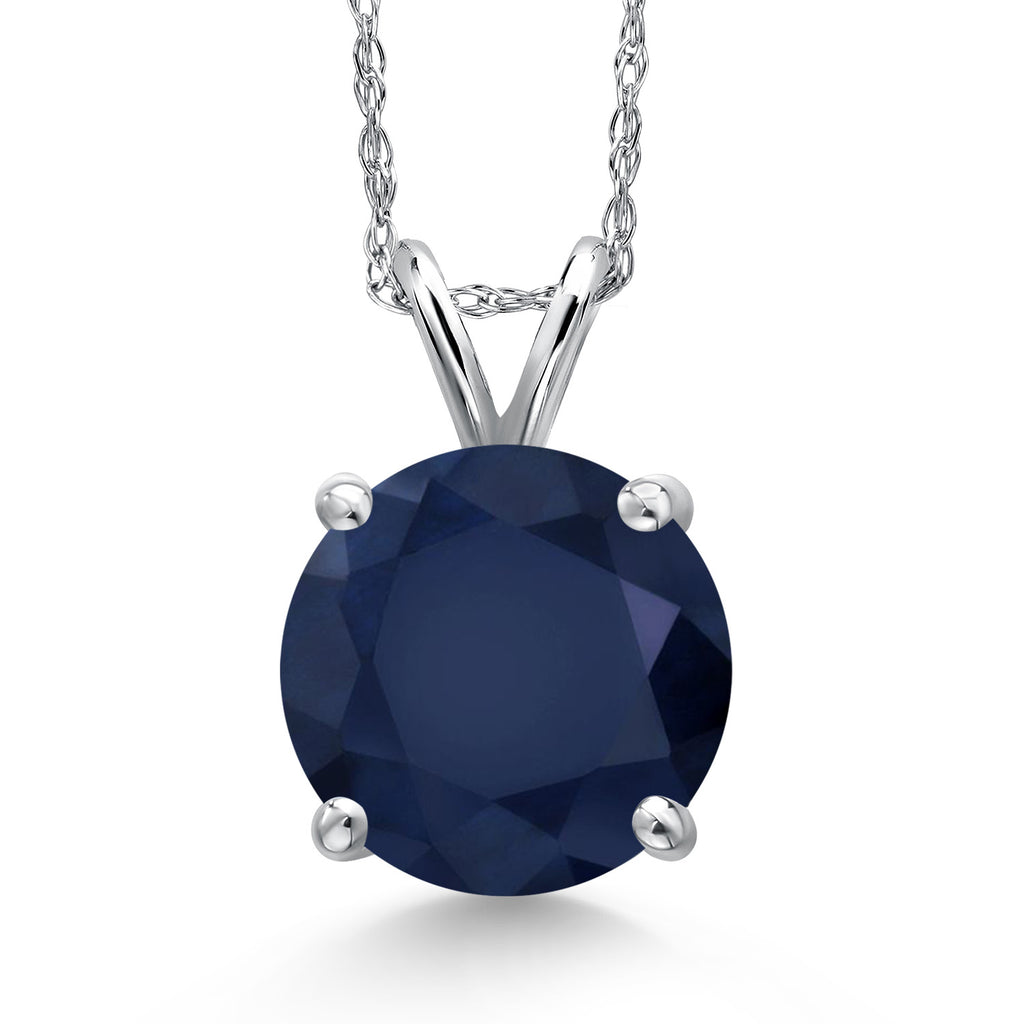 Blue Sapphire - September_Pendant in 14K White Gold