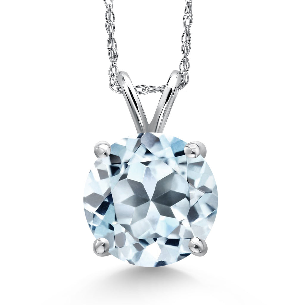 Sky Blue Topaz - November_Pendant in 14K White Gold