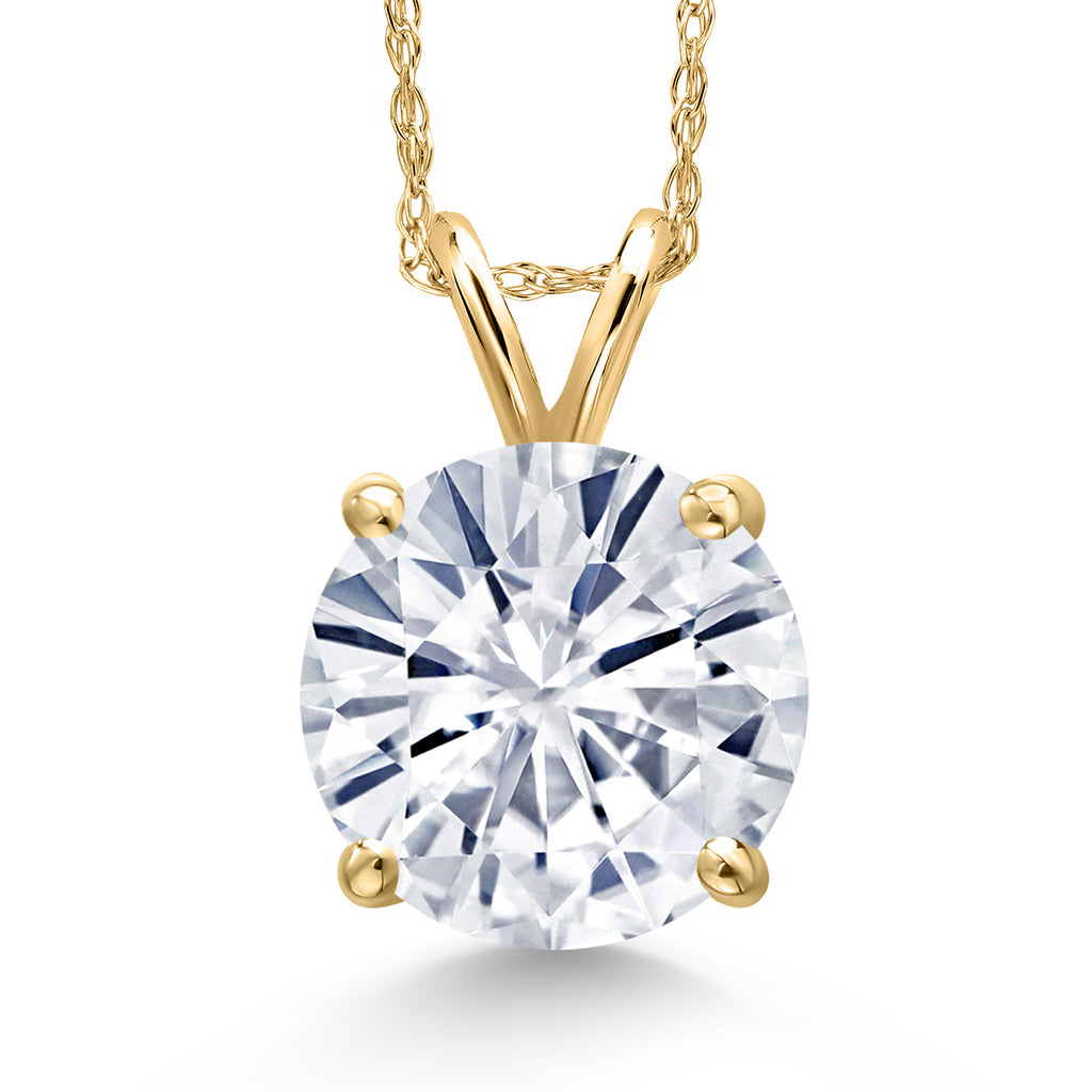 White Moissanite - April_Pendant in 14K Yellow Gold