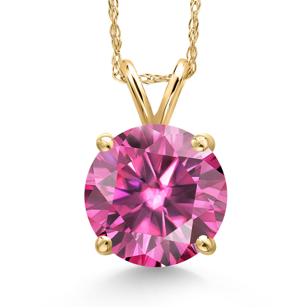 Pink Moissanite - April_Pendant in 14K Yellow Gold