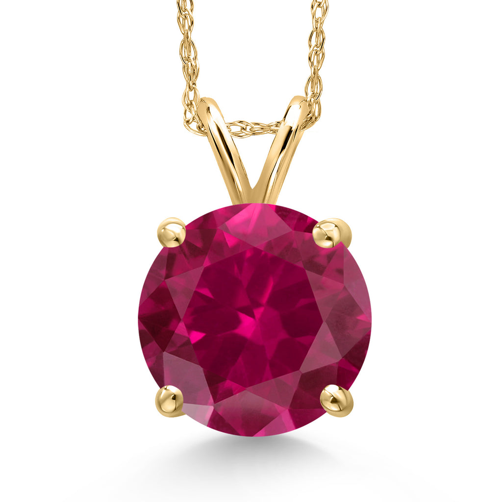 Created Ruby - July_Pendant in 14K Yellow Gold