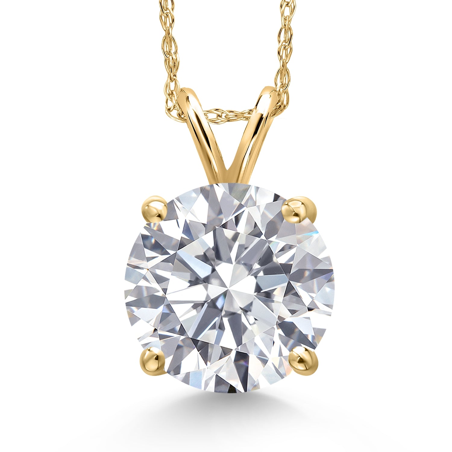 Round Cut_4.00 Carat_Yellow Gold_Pendant in 14K Yellow Gold