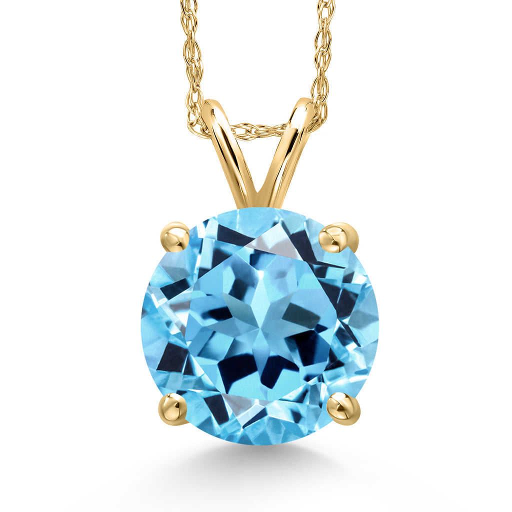 Swiss Blue Topaz - November_Pendant in 14K Yellow Gold