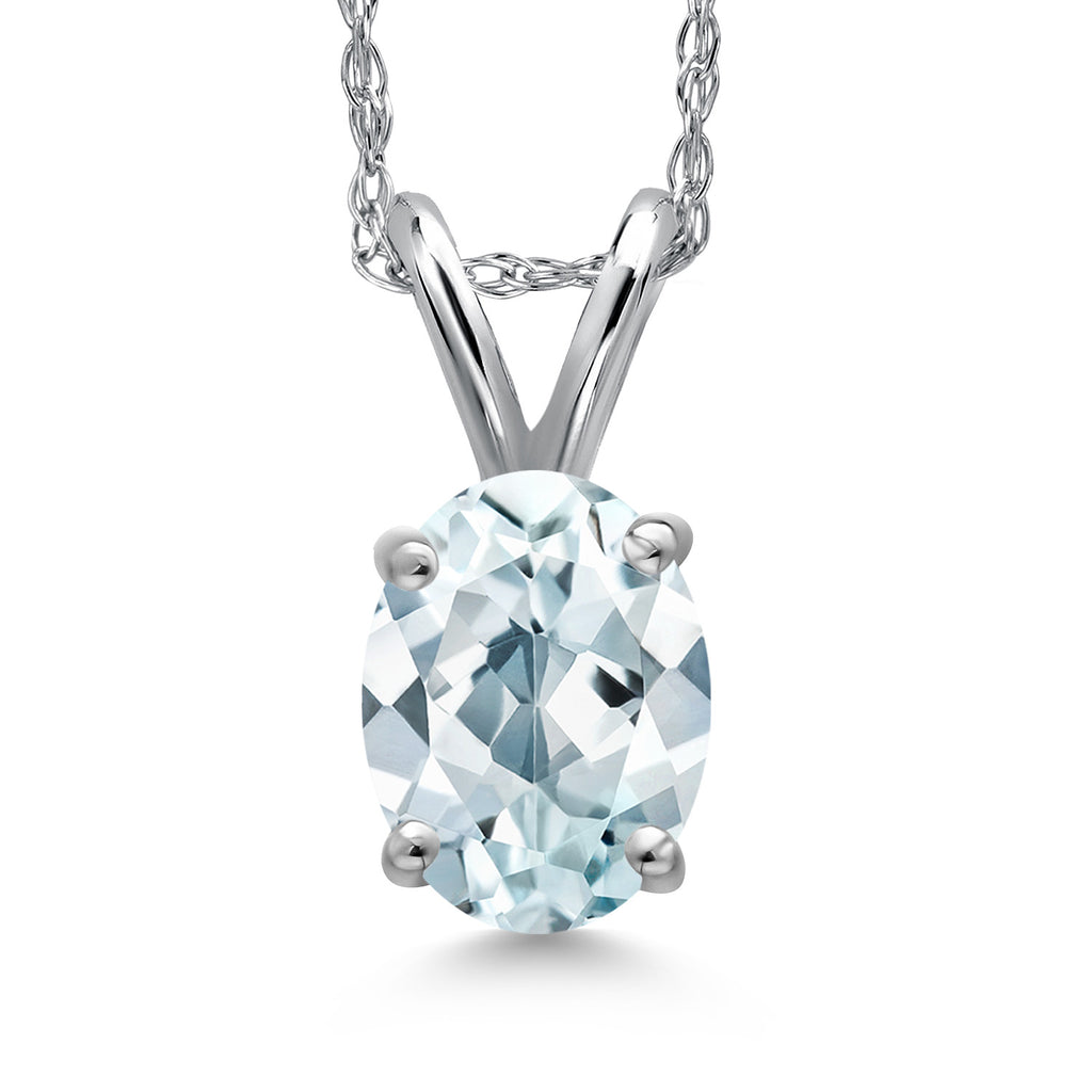 Aquamarine - March_Pendant in 10K White Gold
