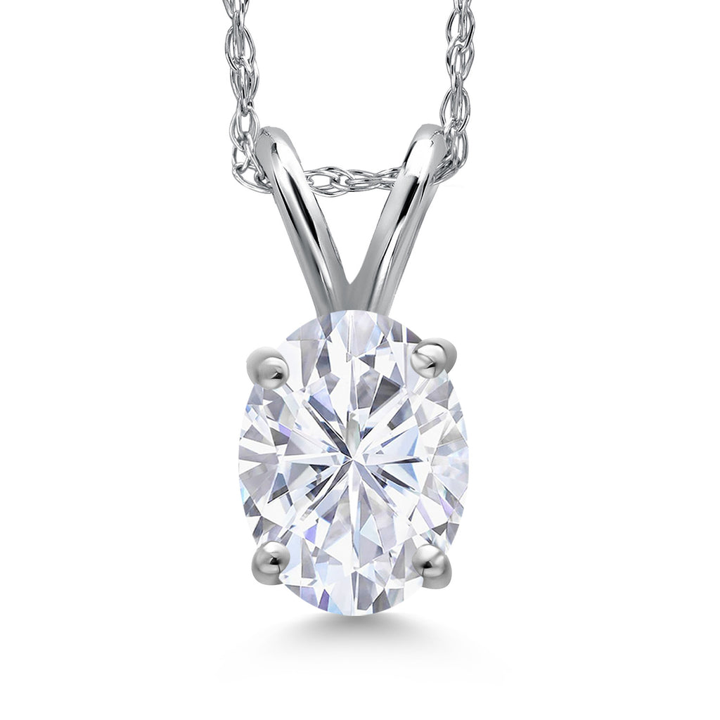 White Moissanite - April_Pendant in 10K White Gold