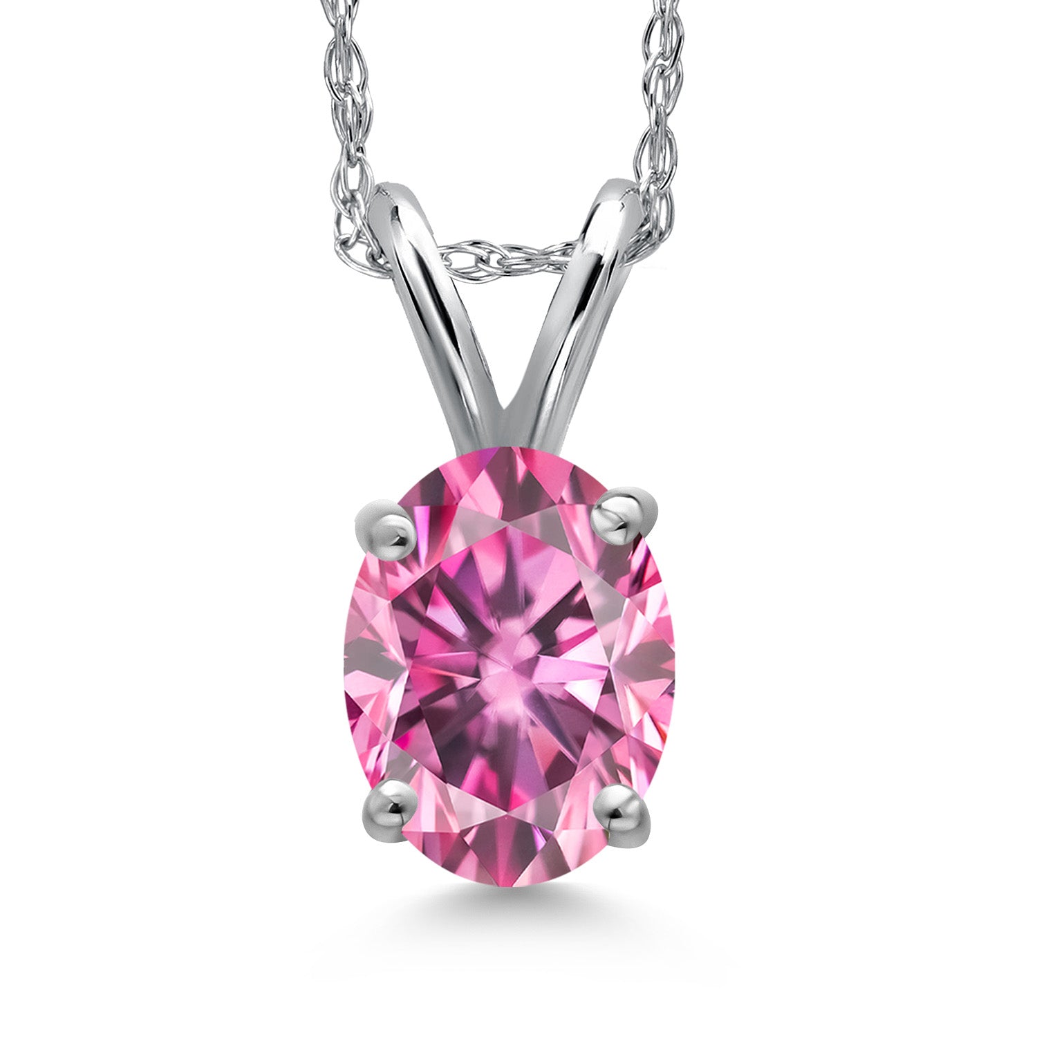 Pink Moissanite - April_Pendant in 10K White Gold