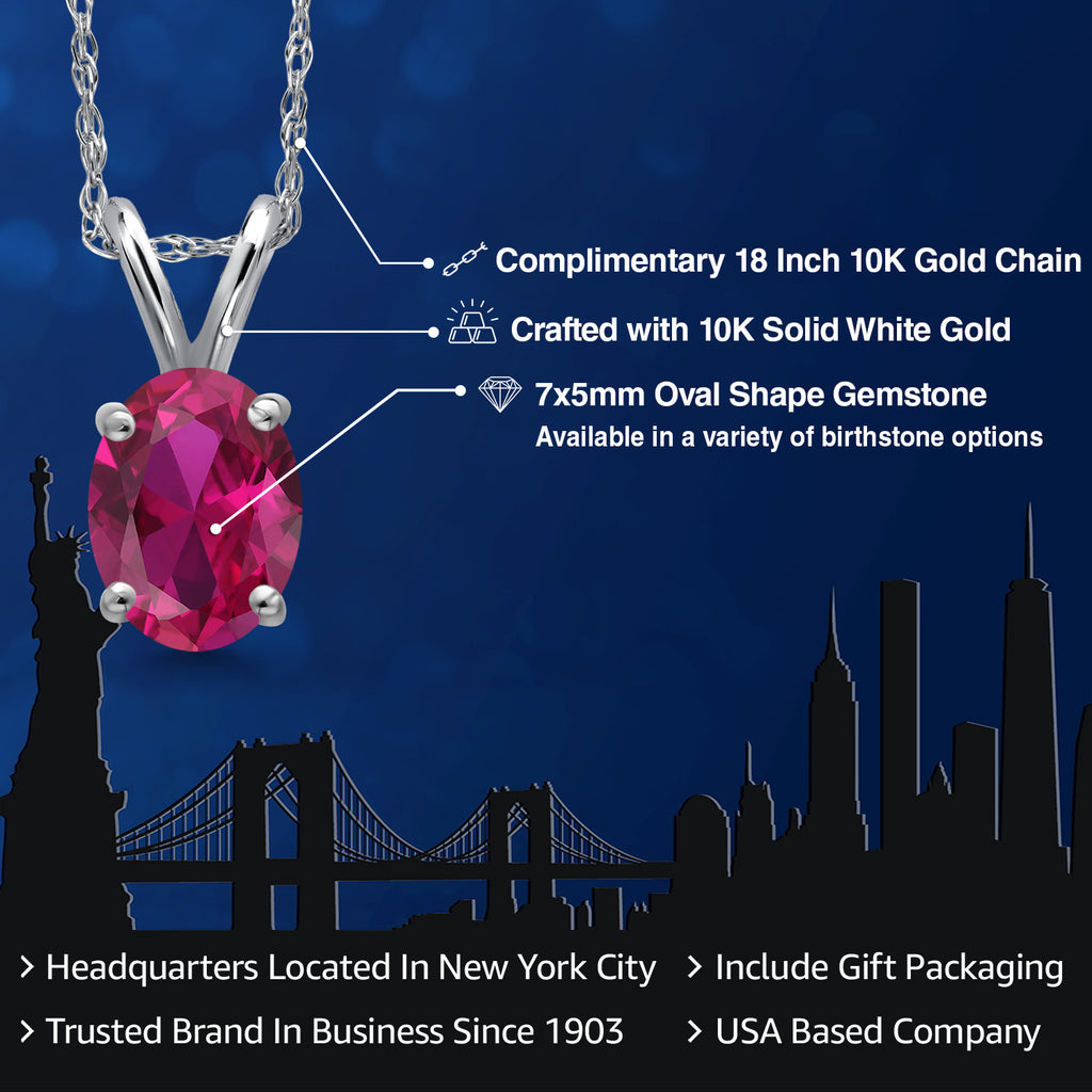 Created Ruby - July_Pendant in 10K White Gold