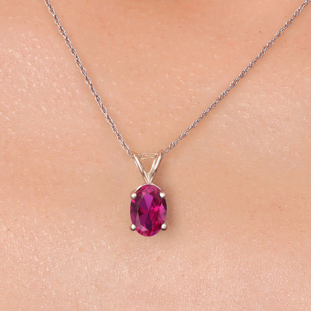 Created Ruby - July_Pendant in 10K White Gold