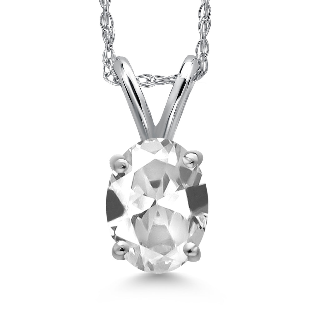 White Created Sapphire - September_Pendant in 10K White Gold