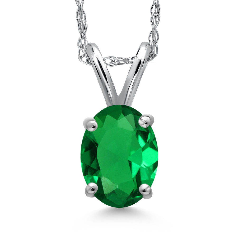 Nano Emerald - May_Pendant in 10K White Gold
