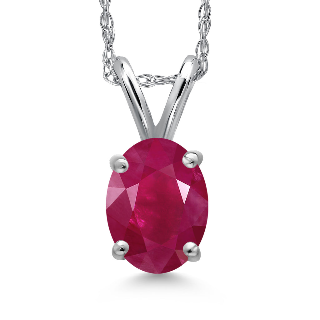 Ruby - July_Pendant in 10K White Gold