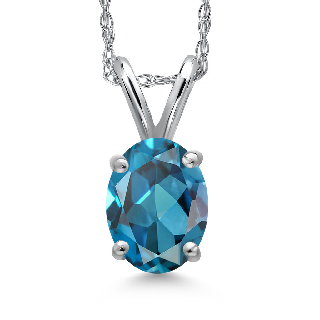 London Blue Topaz - November_Pendant in 10K White Gold