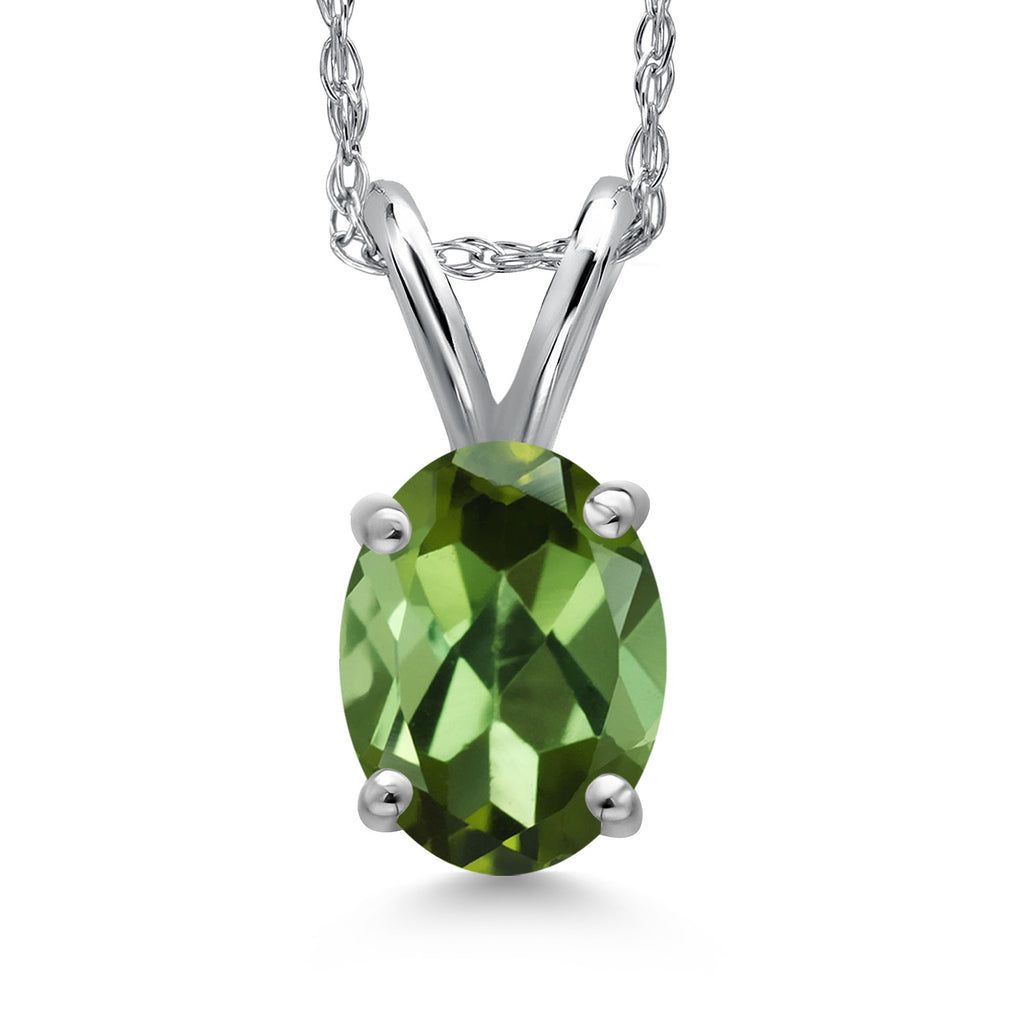 Green Tourmaline - October_Pendant in 10K White Gold