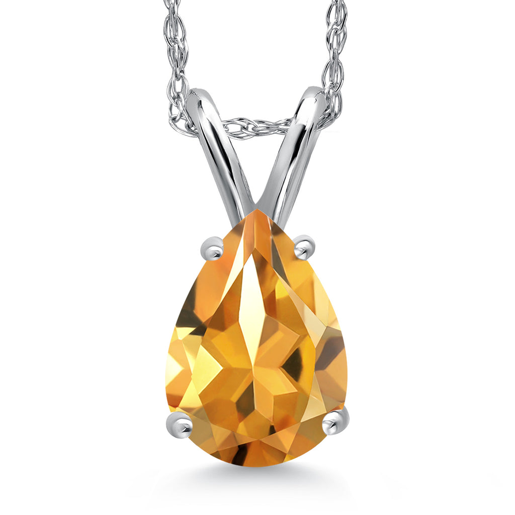 Citrine - November_Pendant in 14K White Gold