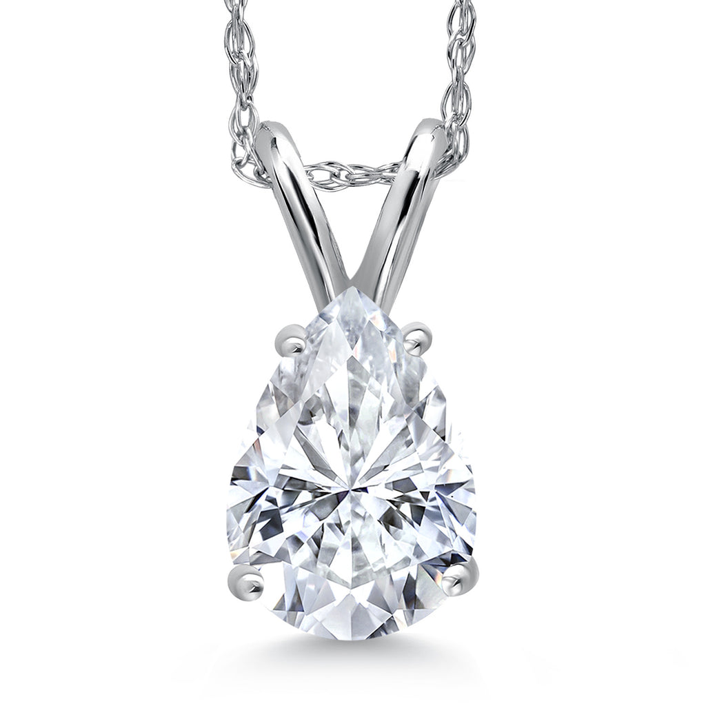 White Moissanite - April_Pendant in 14K White Gold