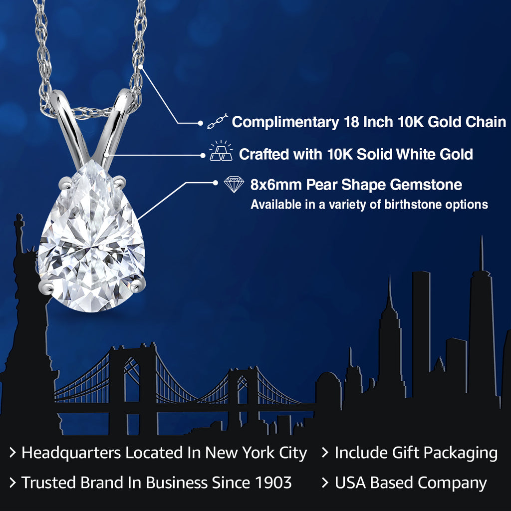 White Moissanite - April_Pendant in 14K White Gold