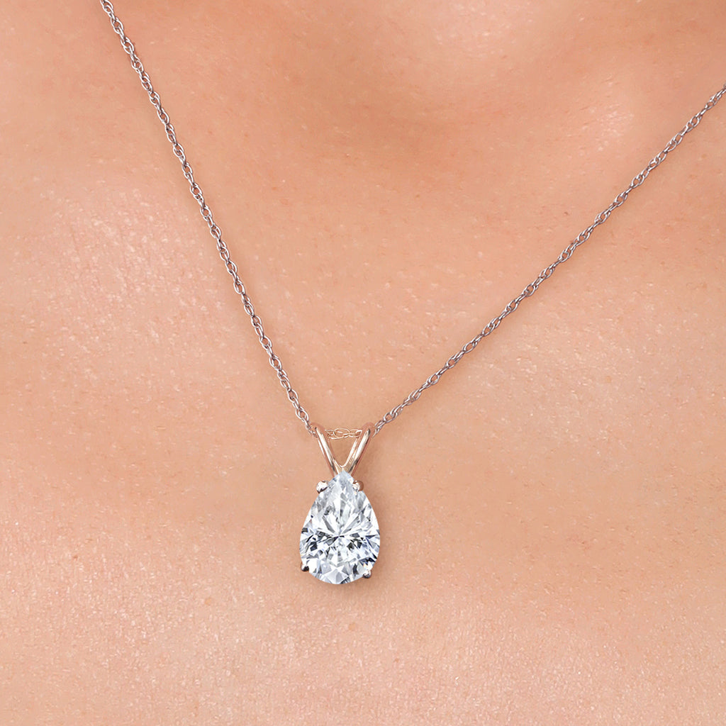 White Moissanite - April_Pendant in 14K White Gold