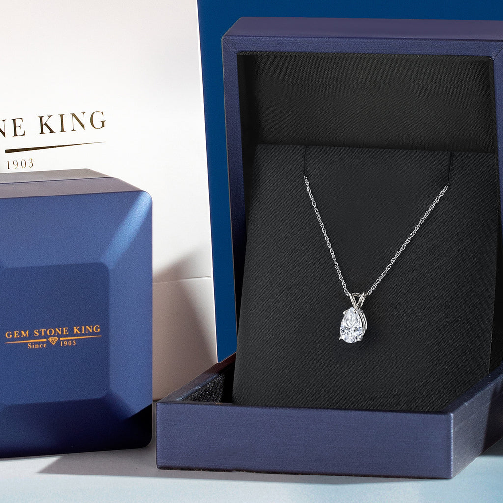 White Moissanite - April_Pendant in 14K White Gold