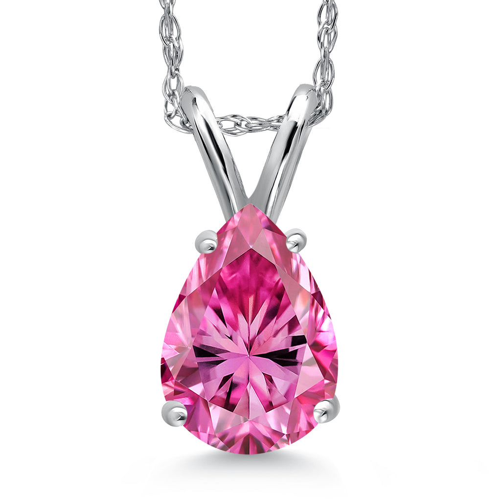 Pink Moissanite - April_Pendant in 14K White Gold