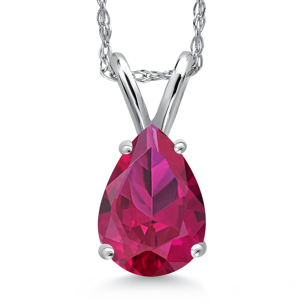 Created Ruby - July_Pendant in 14K White Gold