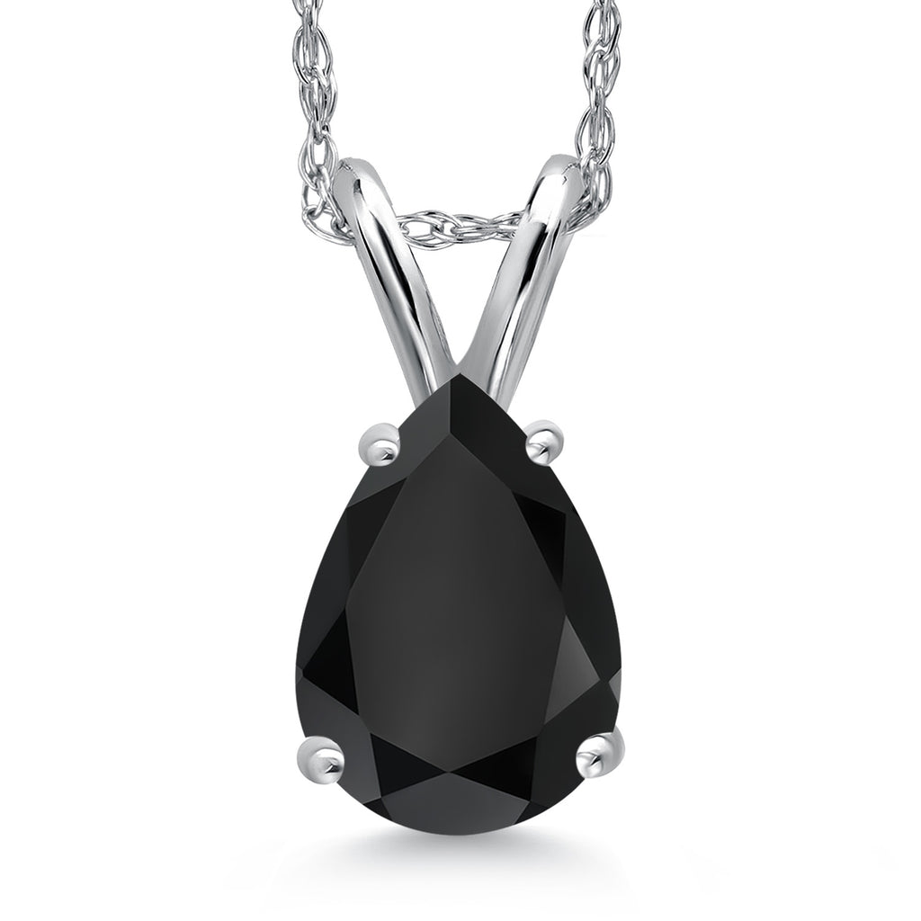 Onyx - December_Pendant in 14K White Gold