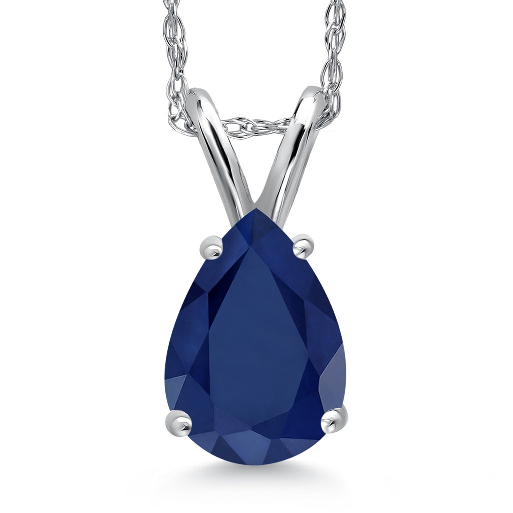 Blue Sapphire - September_Pendant in 14K White Gold