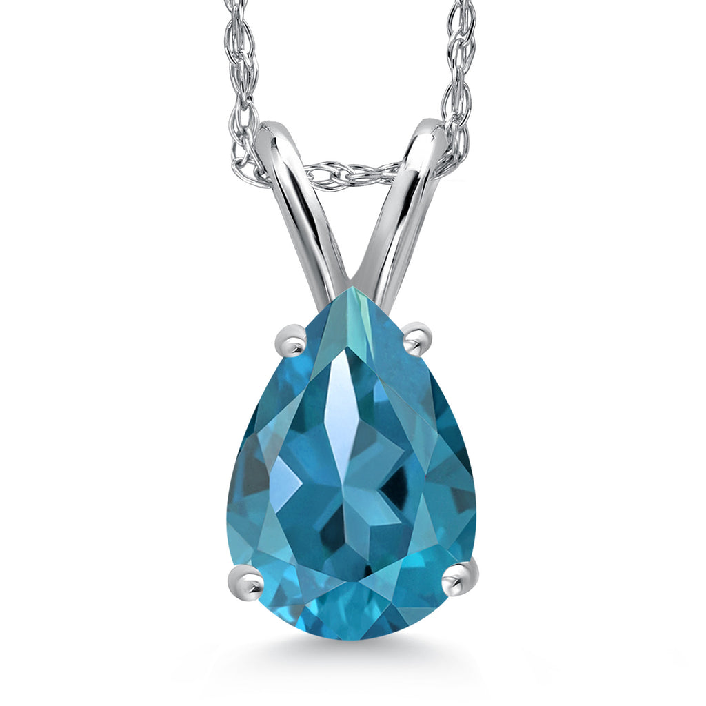 London Blue Topaz - November_Pendant in 14K White Gold