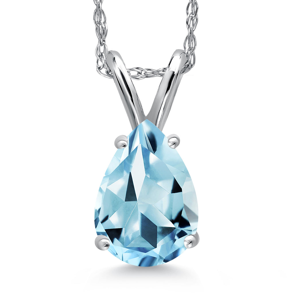 Sky Blue Topaz - November_Pendant in 14K White Gold