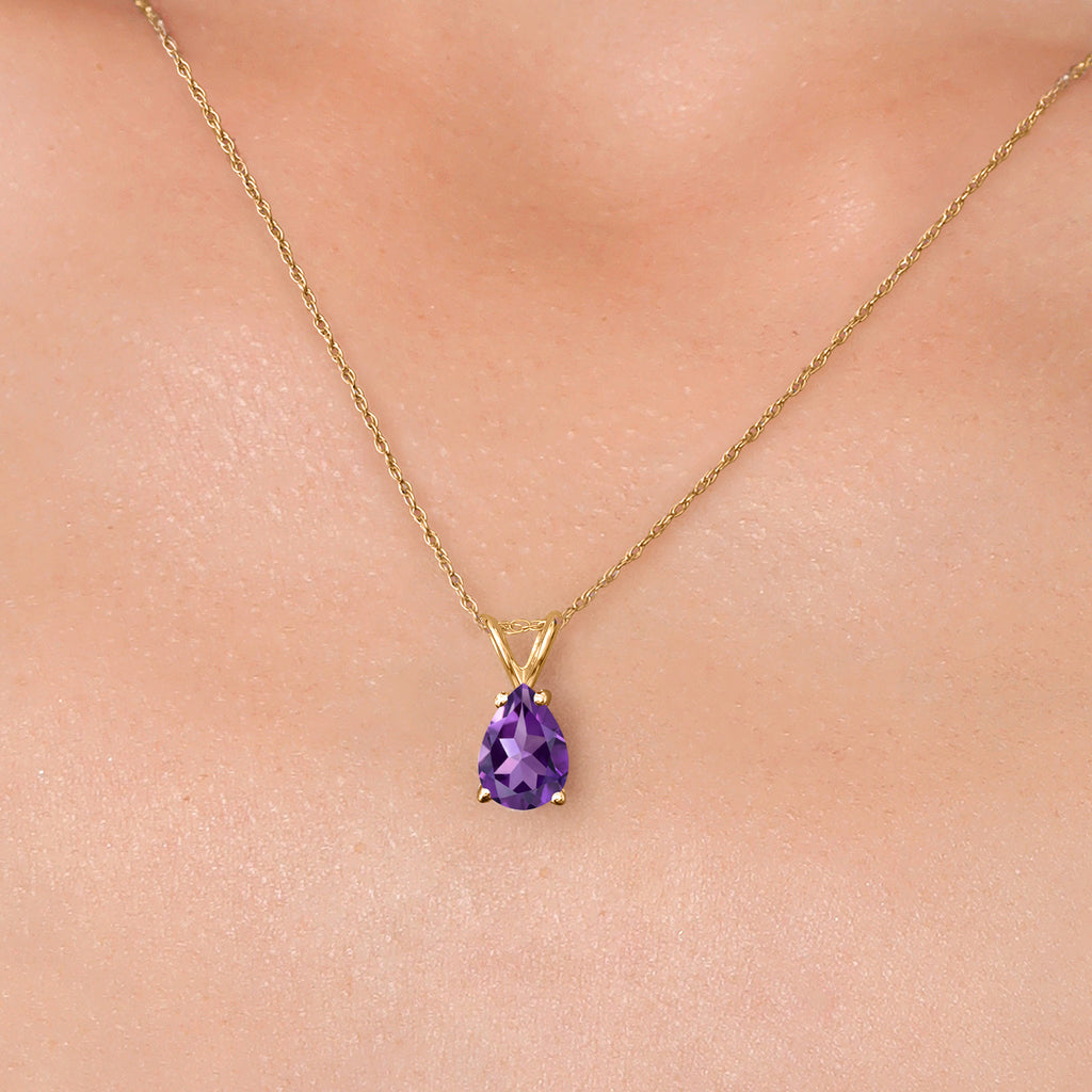 Amethyst - February_Pendant in 10K Yellow Gold