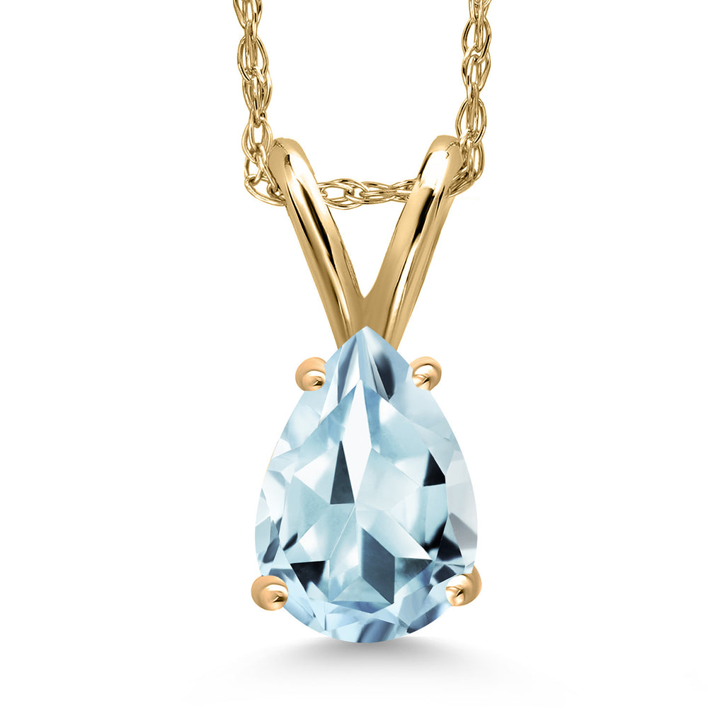 Aquamarine - March_Pendant in 10K Yellow Gold