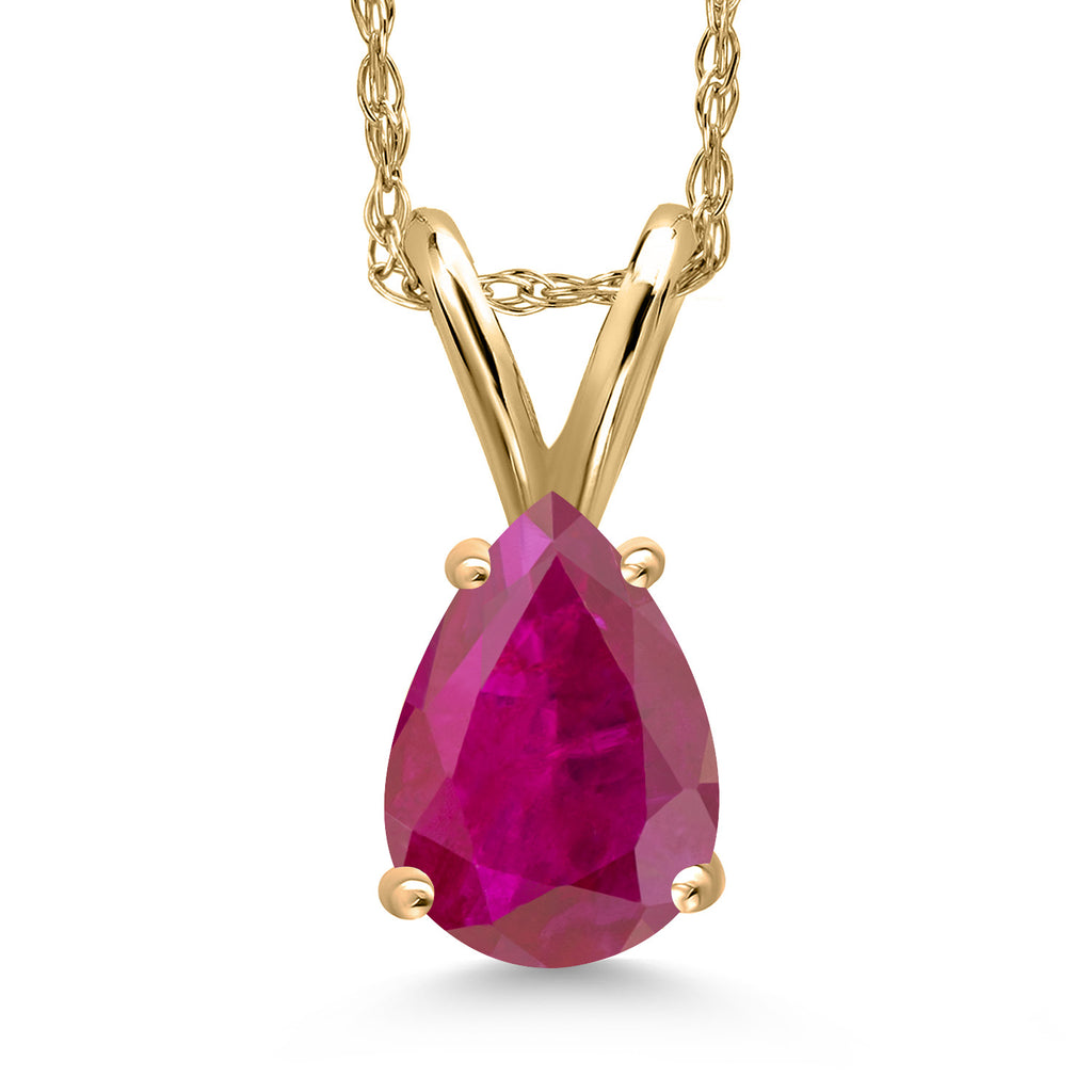 Red African Ruby_Pendant in 10K Yellow Gold