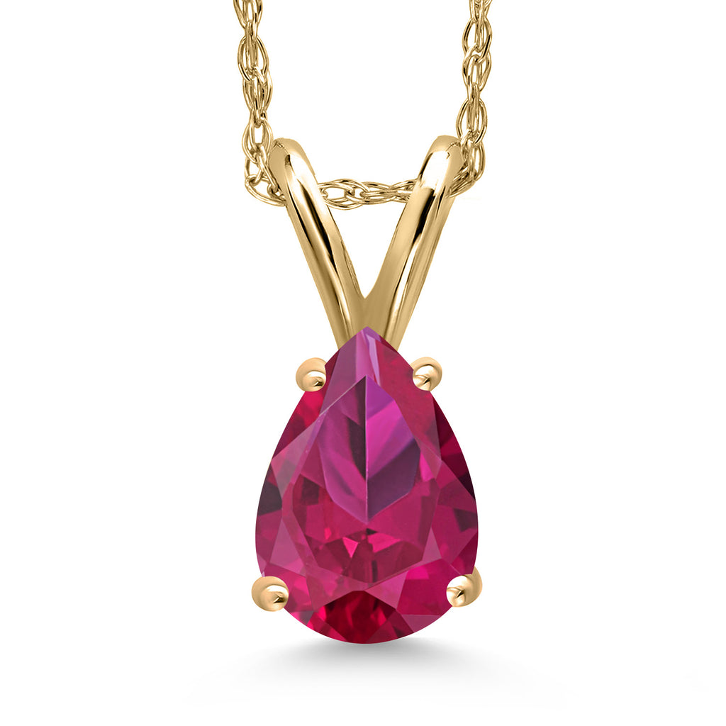 Created Ruby - July_Pendant in 10K Yellow Gold