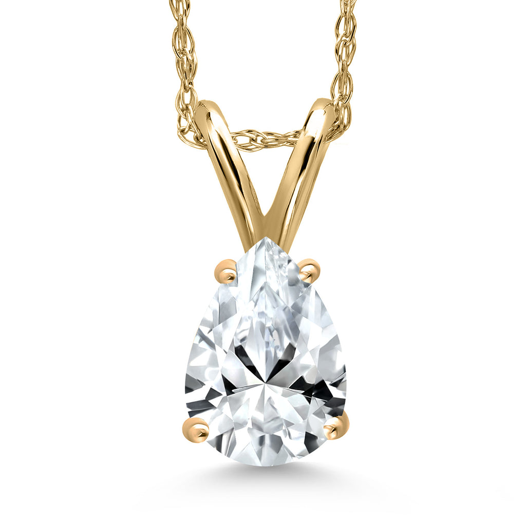 White Created Sapphire - September_Pendant in 10K Yellow Gold
