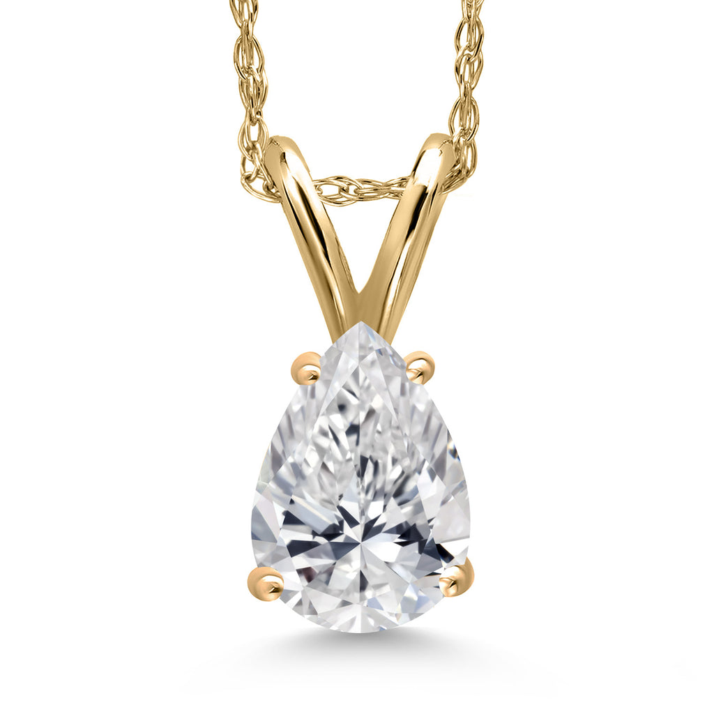 White Lab Grown Diamond - April_Pendant in 10K Yellow Gold