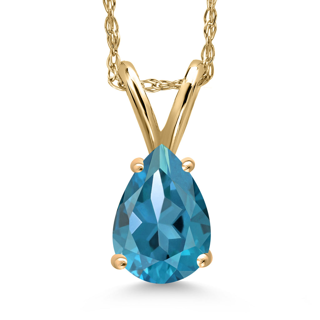 London Blue Topaz - November_Pendant in 10K Yellow Gold