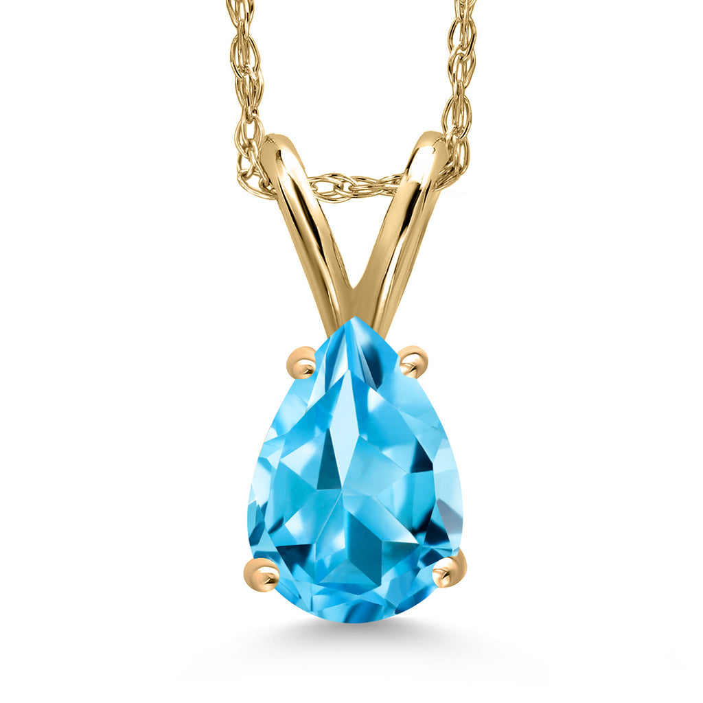 Swiss Blue Topaz - November_Pendant in 10K Yellow Gold