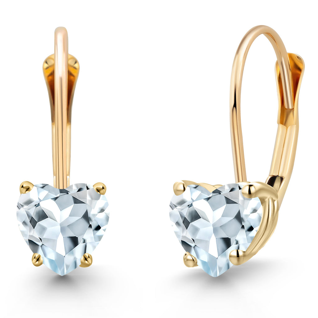 Aquamarine - March_Earrings in 14K Yellow Gold