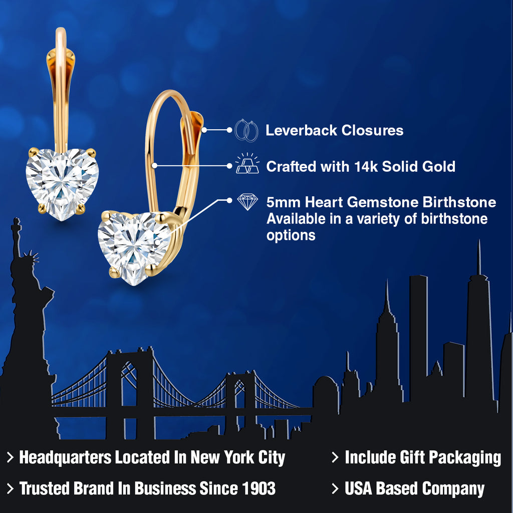 White Moissanite - April_Earrings in 14K Yellow Gold
