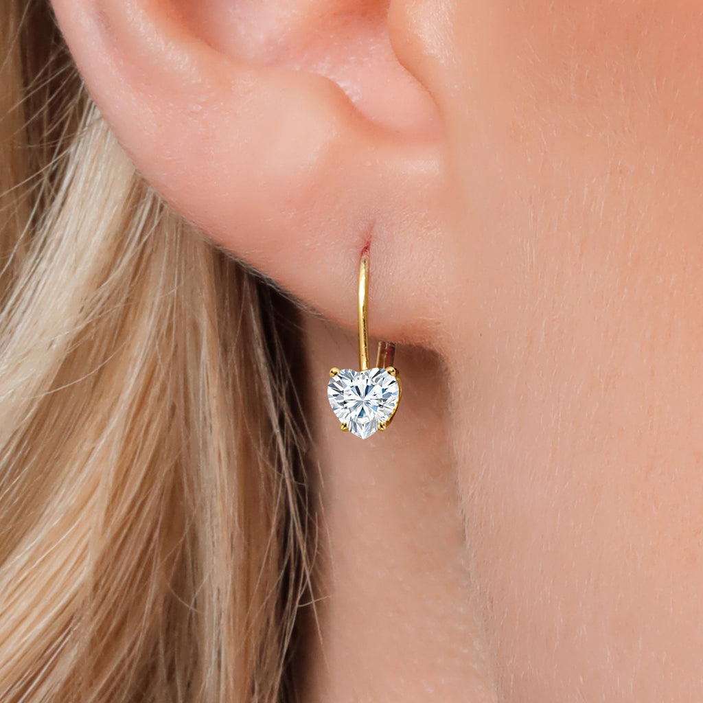 White Moissanite - April_Earrings in 14K Yellow Gold