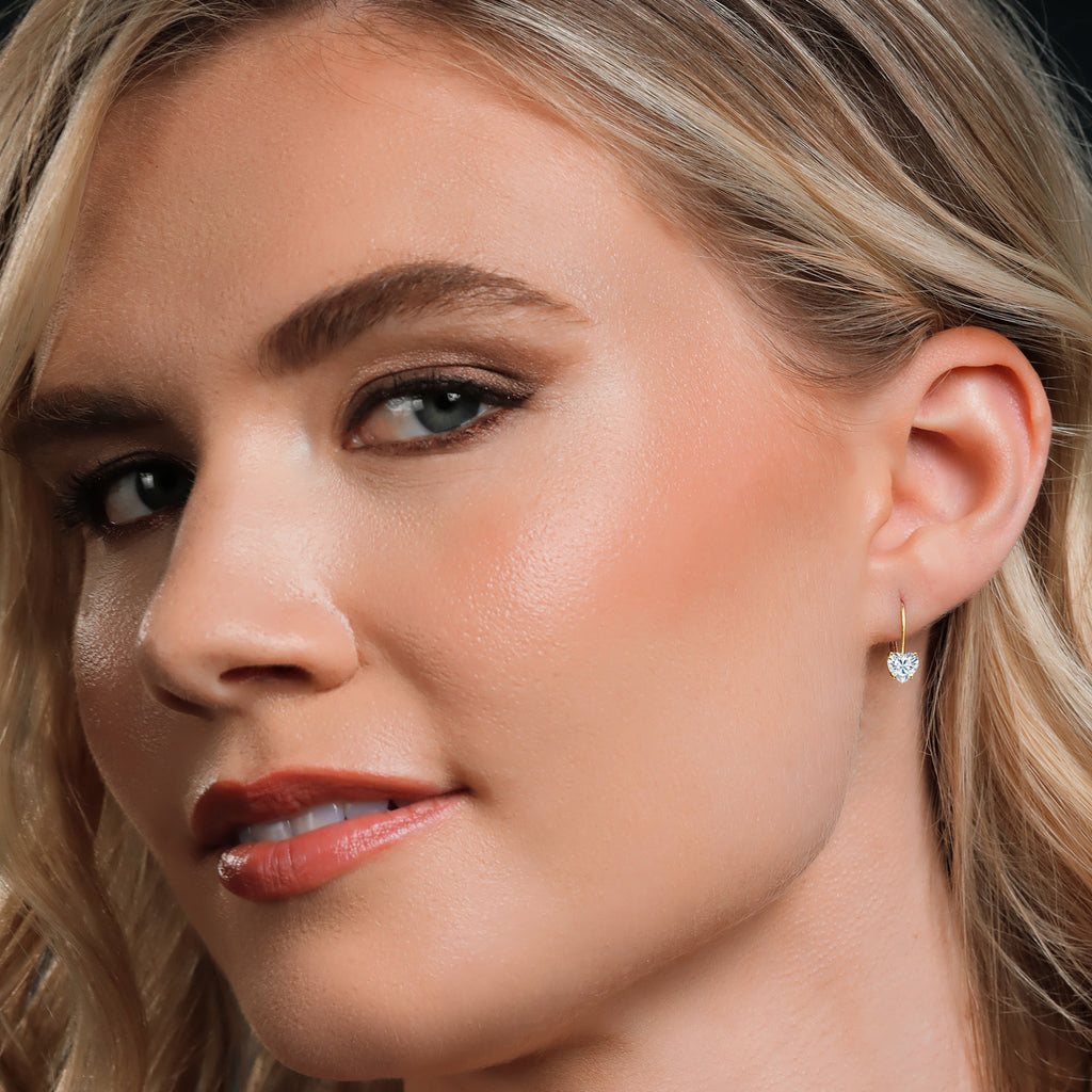 White Moissanite - April_Earrings in 14K Yellow Gold