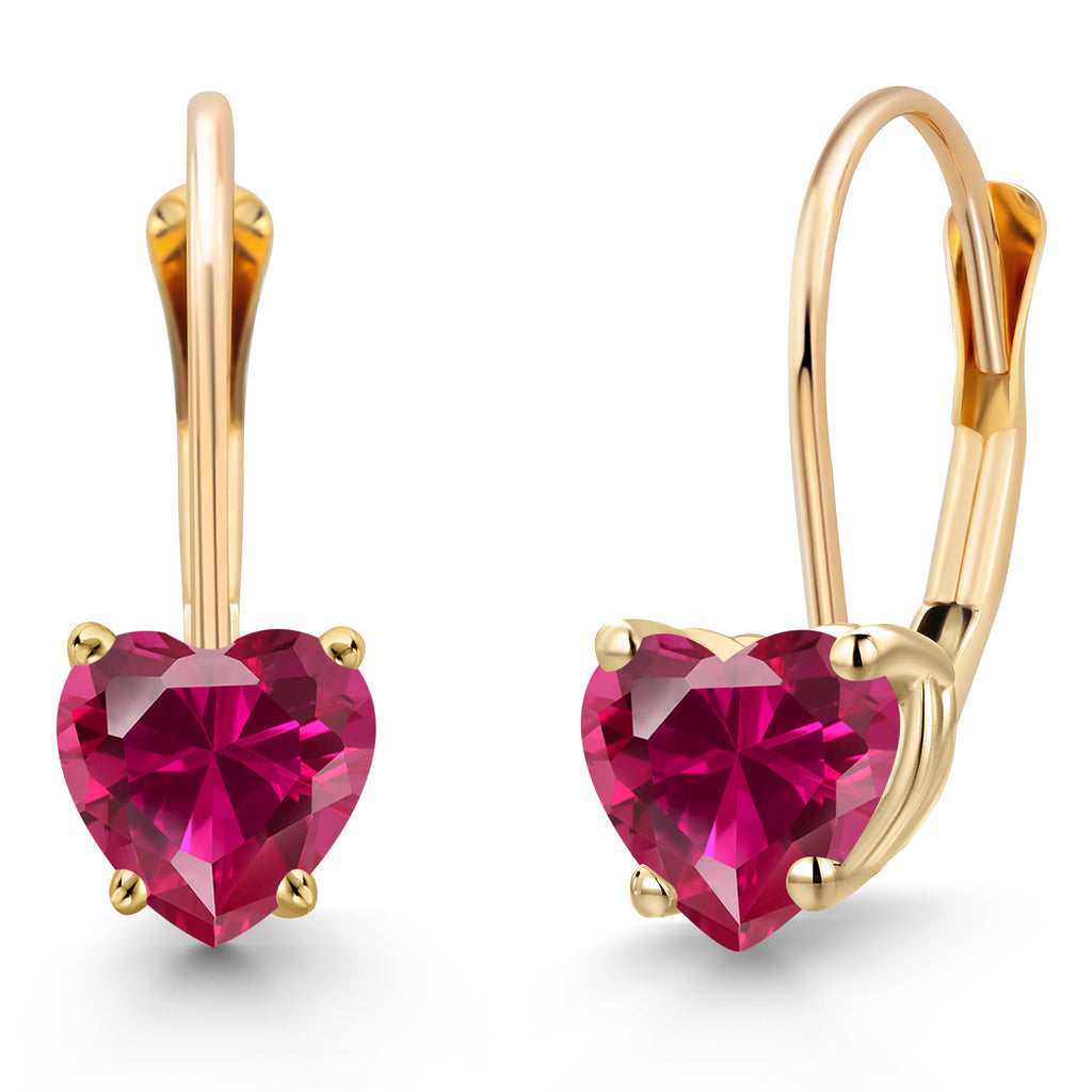 Created Ruby - July_Earrings in 14K Yellow Gold