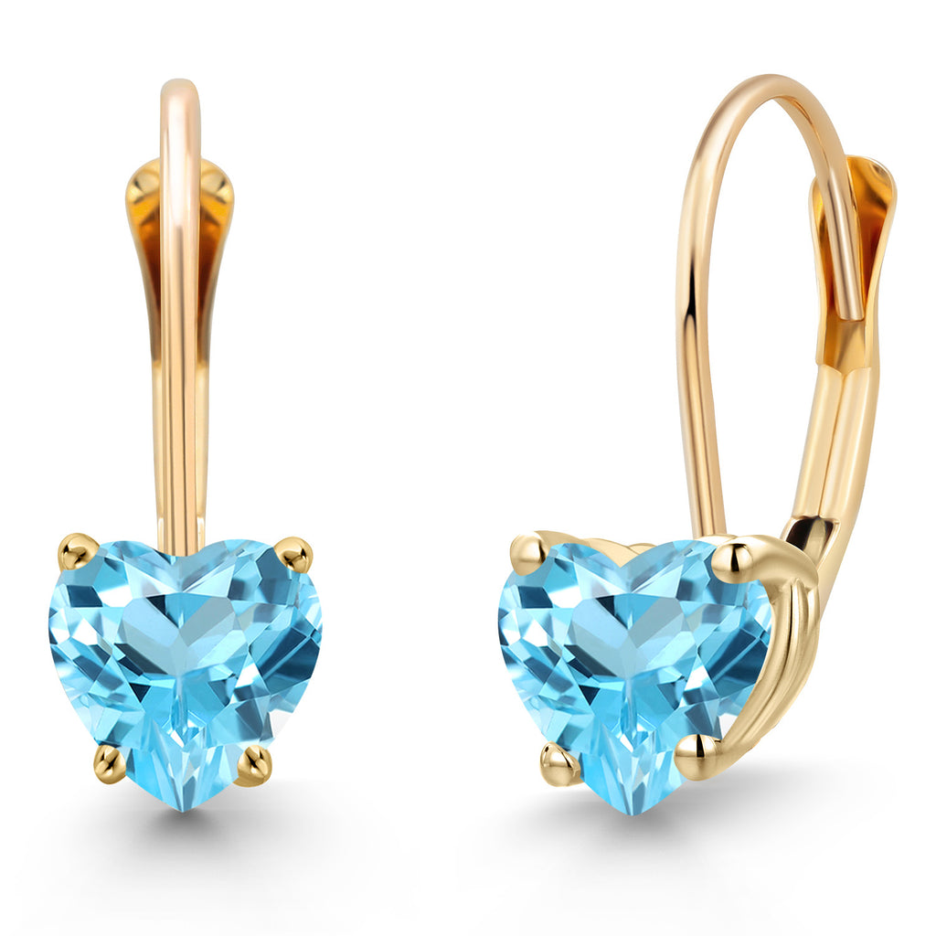 Swiss Blue Topaz - November_Earrings in 14K Yellow Gold