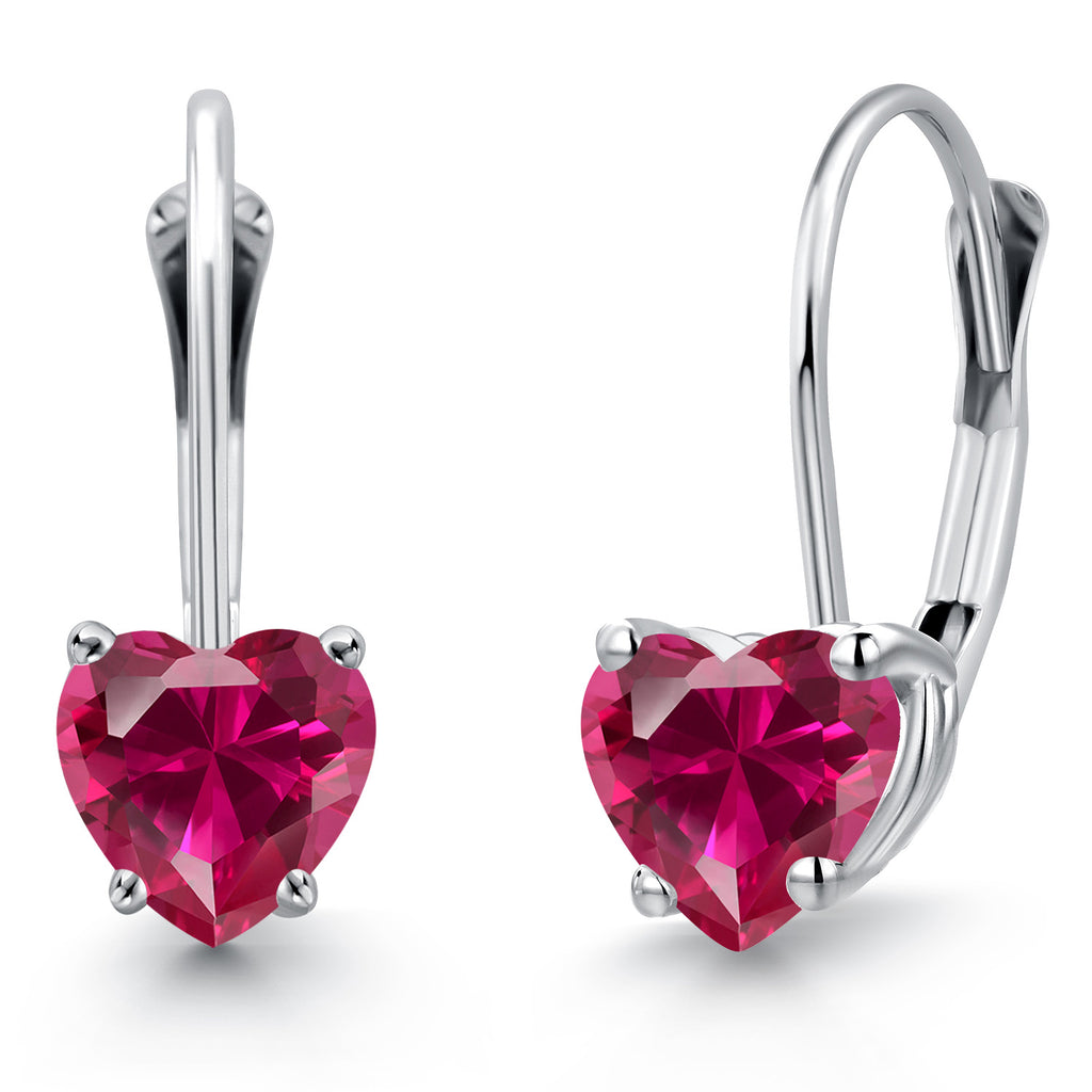Created Ruby - July_Earrings in 14K White Gold