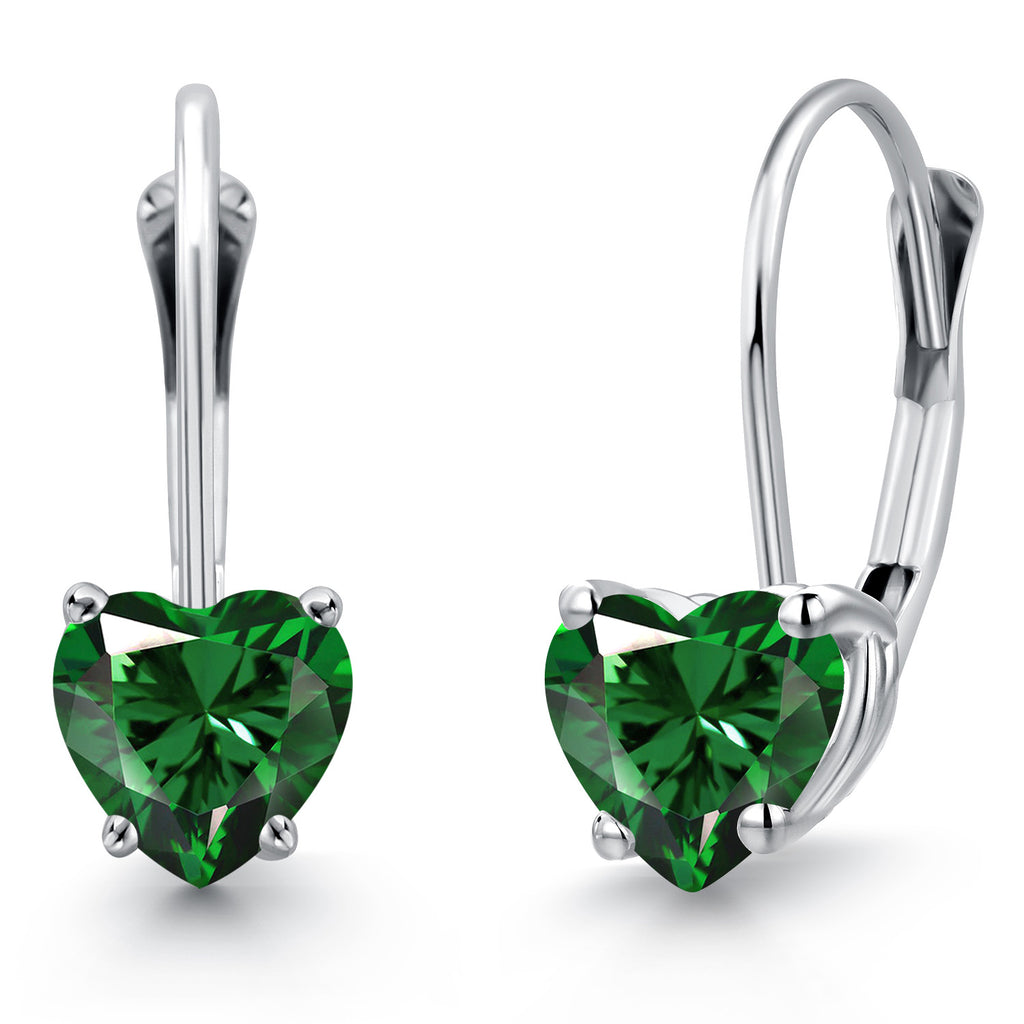 Nano Emerald - May_Earrings in 14K White Gold